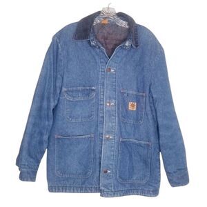 Vintage 70s Big Ben Blanket Lined Denim Chore Jacket Corduroy Collar Regular 48